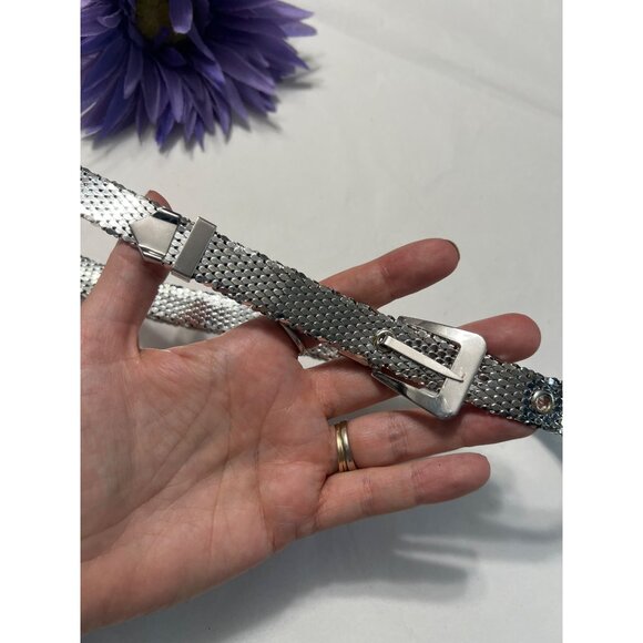 Whiting and Davis Vintage Silver Metal Mesh Belt Size Small - Picture 3 of 11